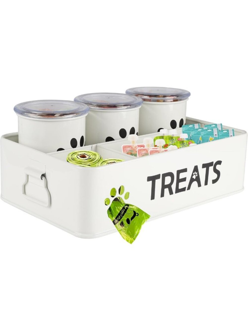 Airtight Dog Treat Canister Set of 3 - Metal Pet Treat Jars for Countertop